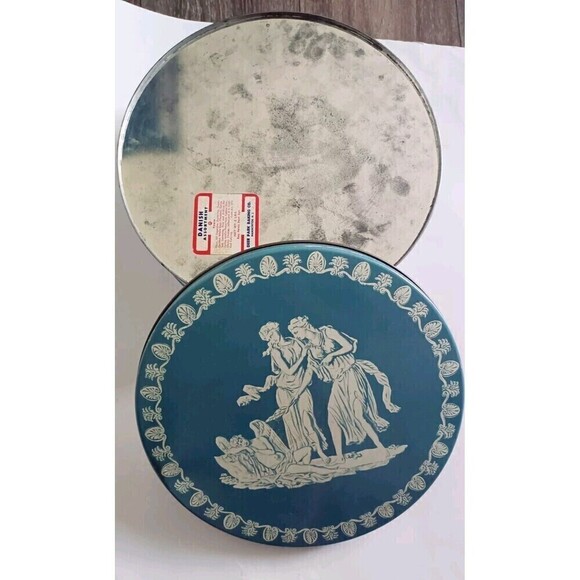 Deer Park Baking Metal Tin Round Wedgewood Goddess Angels  Design Blue Vintage - Picture 5 of 8
